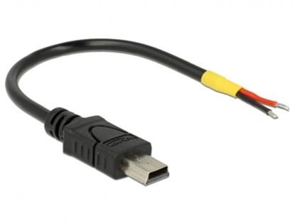 Attēls no Delock Cable USB 2.0 Mini-B male > 2 x open wires power 10 cm Raspberry Pi
