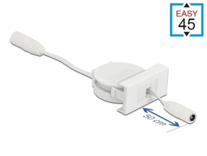 Picture of Delock Easy 45 Module Power Retractable Cable DC 5.5 x 2.1 mm female / female white