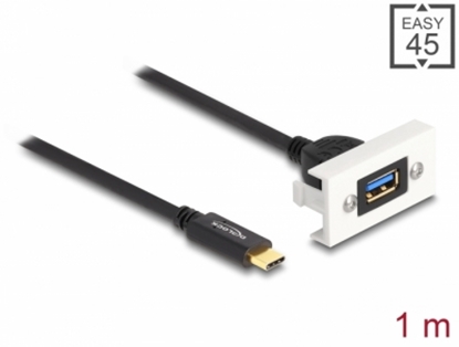 Attēls no Delock Easy 45 Module SuperSpeed USB 10 Gbps (USB 3.2 Gen 2) USB Type-A female to USB Type-C™ male with pigtail, 22,5 x 45 mm
