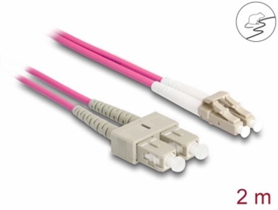 Picture of Delock Fiber Optical Cable with metal armouring LC Duplex to SC Duplex Multi-mode OM4 2 m