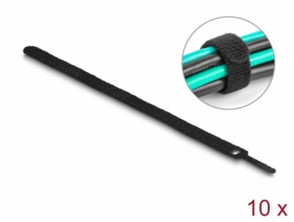 Attēls no Delock Hook-and-loop cable tie L 250 x W 12 mm black 10 pieces