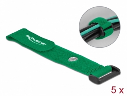 Attēls no Delock Hook-and-loop cable tie with Loop and Fastening Eyelet L 190 x W 25 mm green 5 pieces