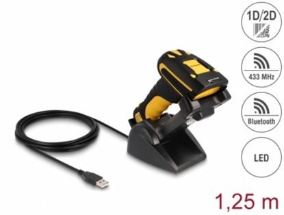 Изображение Delock Industrial Barcode Scanner 1D and 2D for 433 MHz or Bluetooth with inductive charging station