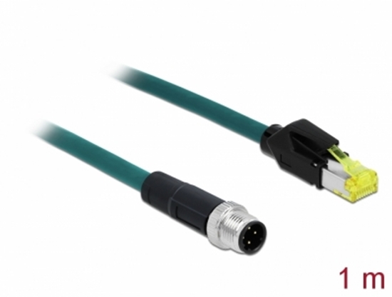 Picture of Delock Network cable M12 4 pin D-coded to RJ45 Hirose plug TPU 1 m