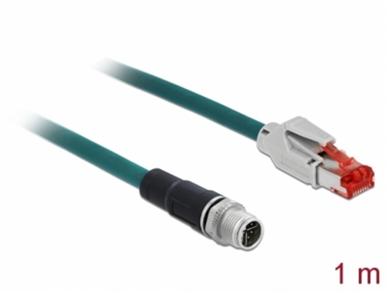 Picture of Delock Network cable M12 8 pin X-coded to RJ45 plug PVC 1 m