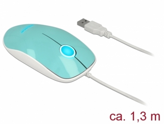 Изображение Delock Optical 3-button LED Mouse USB Type-A turquoise