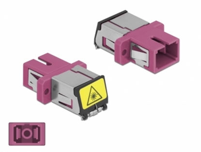 Attēls no Delock Optical Fiber Coupler with laser protection flip SC Simplex female to SC Simplex female Multi-mode violet