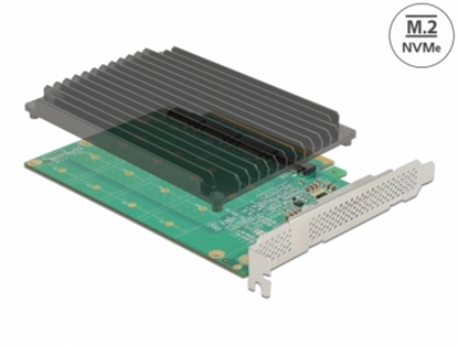 Attēls no Delock PCI Express x16 Card to 4 x internal NVMe M.2 Key M with heat sink - Bifurcation