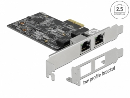 Attēls no Delock PCI Express x2 Card to 2 x RJ45 2.5 Gigabit LAN RTL8125