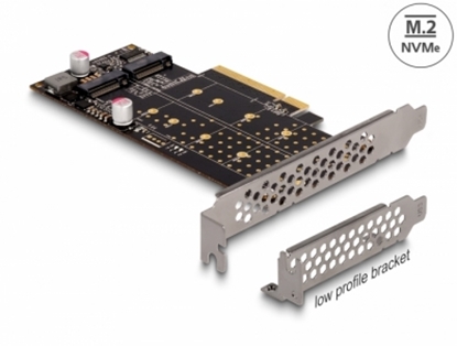 Изображение Delock PCI Express x8 Card to 2 x internal NVMe M.2 Key M - Bifurcation - Low Profile Form Factor