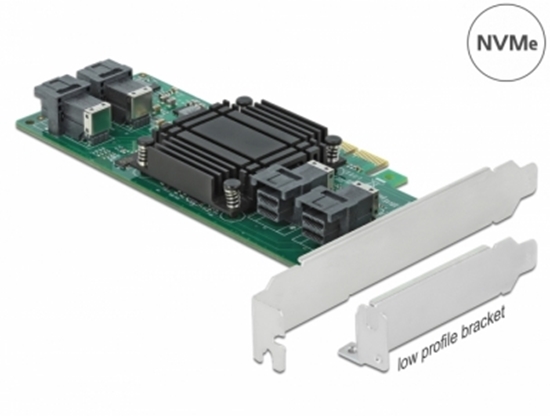 Picture of Delock PCI Express x8 Card to 4 x internal SFF-8643 NVMe - Low Profile Form Factor