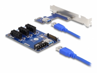 Attēls no Delock Riser Card PCI Express x1 to 3 x PCIe x1 with 50 cm USB cable