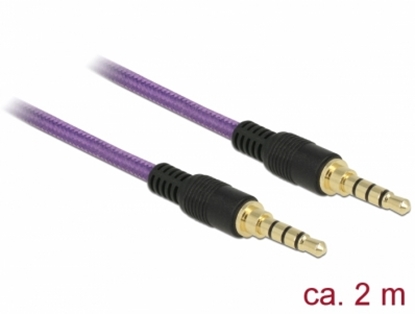 Attēls no Delock Stereo Jack Cable 3.5 mm 4 pin male > male 2 m purple