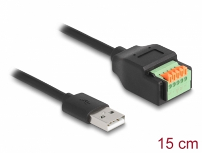 Attēls no Delock USB 2.0 Cable Type-A male to Terminal Block Adapter with push button 15 cm