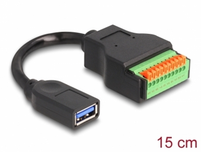 Attēls no Delock USB 3.2 Gen 1 Cable Type-A female to Terminal Block Adapter with push button 15 cm