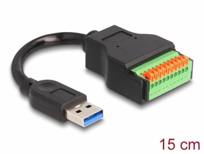 Attēls no Delock USB 3.2 Gen 1 Cable Type-A male to Terminal Block Adapter with push button 15 cm