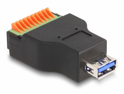 Picture of Delock USB 3.2 Gen 1 Type-A female to Terminal Block Adapter with push button