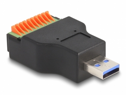Picture of Delock USB 3.2 Gen 1 Type-A male to Terminal Block Adapter with push button