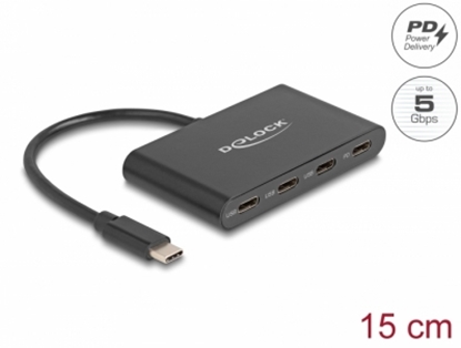 Picture of Delock USB 3.2 Gen 1 USB Type-C™ Hub with 3 x USB Type-C™ female + 1 x USB Type-C™ PD 100 Watt