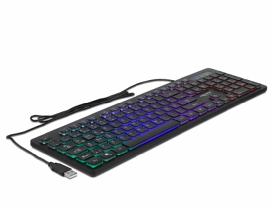 Picture of Delock USB Keyboard wired 1.5 m black with RGB Illumination