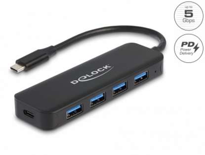Attēls no Delock USB Type-C™ Hub 4 Port USB 3.2 Gen 1 with Power Delivery 85 Watt