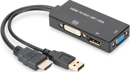 Picture of Adapter AV Digitus DisplayPort - HDMI - D-Sub (VGA) - DVI czarny (AK-330403-002-S)