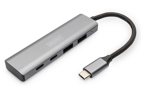 Picture of DIGITUS USB-C 4 Port HUB Alumin. Housing  2xUSB-A+2x USB-C Gen2