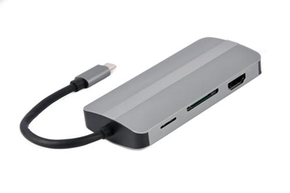 Picture of Dokstacija Gembird USB Type-C 8-in-1 Silver