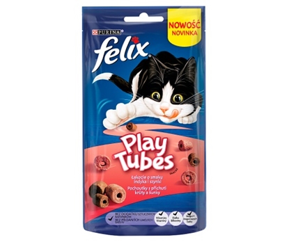 Attēls no FELIX Play Tubes Turkey, Ham - dry cat food - 50 g