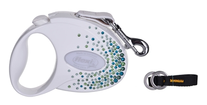 Picture of FLEXI Glam Splash Leaf with Swarovski crystals S - Dog Retractable lead - 3 m - white