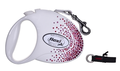 Picture of FLEXI Glam Splash Pink with Swarovski crystals M - Dog Retractable lead - 5 m - white