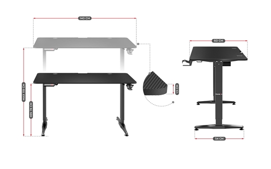 Picture of GAMING DESK HUZARO HERO 8.5 BLACK