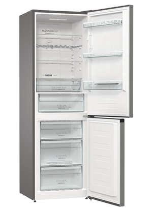 Picture of Gorenje | NRK6192AXL4 | Refrigerator | Energy efficiency class E | Free standing | Combi | Height 185 cm | No Frost system | Fridge net capacity 204 L | Freezer net capacity 96 L | Display | 38 dB | Stainless Steel