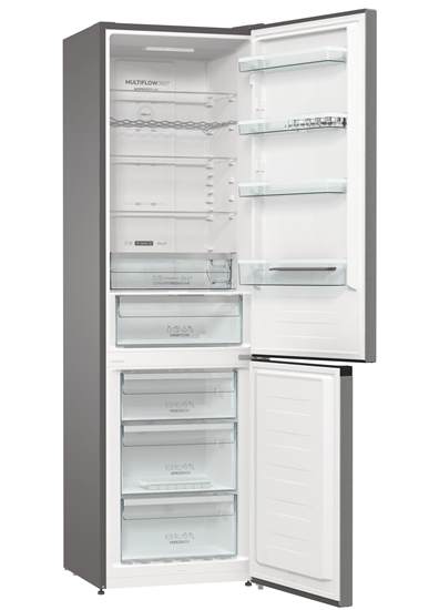Picture of Gorenje | Refrigerator | NRK6202AXL4 | Energy efficiency class E | Free standing | Combi | Height 200 cm | No Frost system | Fridge net capacity 235 L | Freezer net capacity 96 L | Display | 38 dB | Stainless steel