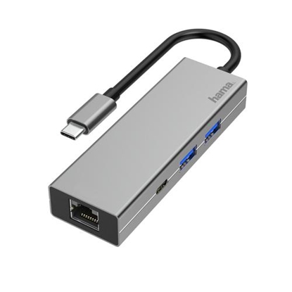 Attēls no HUB USB Hama 1x RJ-45 1x USB-C PD  + 2x USB-A 3.2 Gen1 (002001080000)