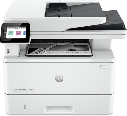 Picture of HP LaserJet Pro MFP 4102fdn Printer, Black and white, Printer for Small medium business, Print, copy, scan, fax, Instant Ink eligible; Print from phone or tablet; Automatic document feeder; Two-sided printing