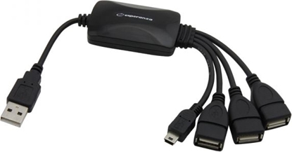 Attēls no HUB USB Esperanza 1x microUSB  + 3x USB-A 2.0 (EA-158)
