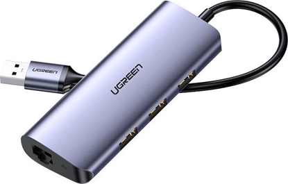 Attēls no HUB USB Ugreen CM252 1x microUSB 1x RJ-45  + 3x USB-A 3.0 (UGR1299GRY)