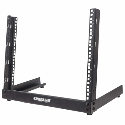 Изображение Intellinet Network Rack, Open Frame (Desktop), 8U, Usable Width 465mm, Black, Flatpack, 19", Three Year Warranty