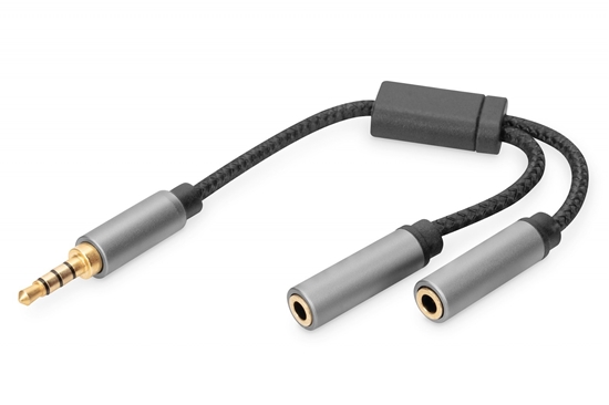 Picture of Kabel adapter headset MiniJack 3,5mm/2x 3,5mm MiniJack M/Ż nylon 0,2m