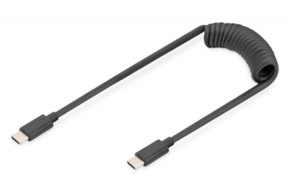 Изображение Kabel spiralny USB C/USB C, USB 2.0, PD 60W, max. 1m Czarny