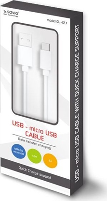 Attēls no Kabel USB Savio USB-A - microUSB 1 m Biay (SAVIO CL-127)