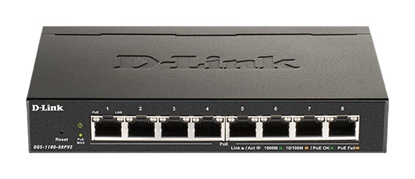 Attēls no D-Link DGS-1100-08PV2 Vadīts L2/L3 Gigabit Ethernet (10/100/1000) Power over Ethernet (PoE) Melns