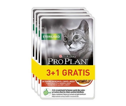 Изображение PURINA Pro Plan Sterilised Beef - wet cat food - 85g 3+1