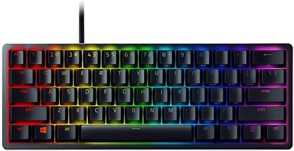 Picture of Razer Huntsman Mini Wired Gaming keyboard RGB LED, USB, DE, Clicky Optical Purple Switch, Black