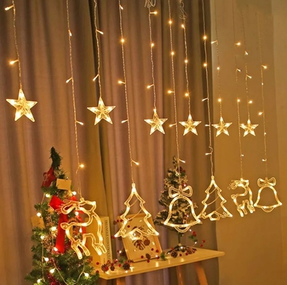 Attēls no RoGer LED Lights Curtain Reindeer 138 LED / Warm-White / 2.5m