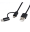 Изображение ROLINE Cable USB Micro B + Type C M/M to USB2.0 A M, OTG, black, 1.0 m
