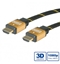 Изображение ROLINE GOLD HDMI HS kabelis ar tīklu,  4K, 3840x2160 @30Hz , M-M 1 m