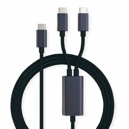 Attēls no ROLINE USB2.0 Y - Splitter Charging Cable, Type C Connectors, C-C, M/M, max. 100