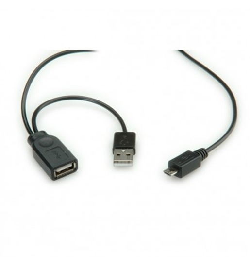 Picture of ROLINE USB2.0 Y Cable, 2x Type A M/F - 1x MicroB M, 1m
